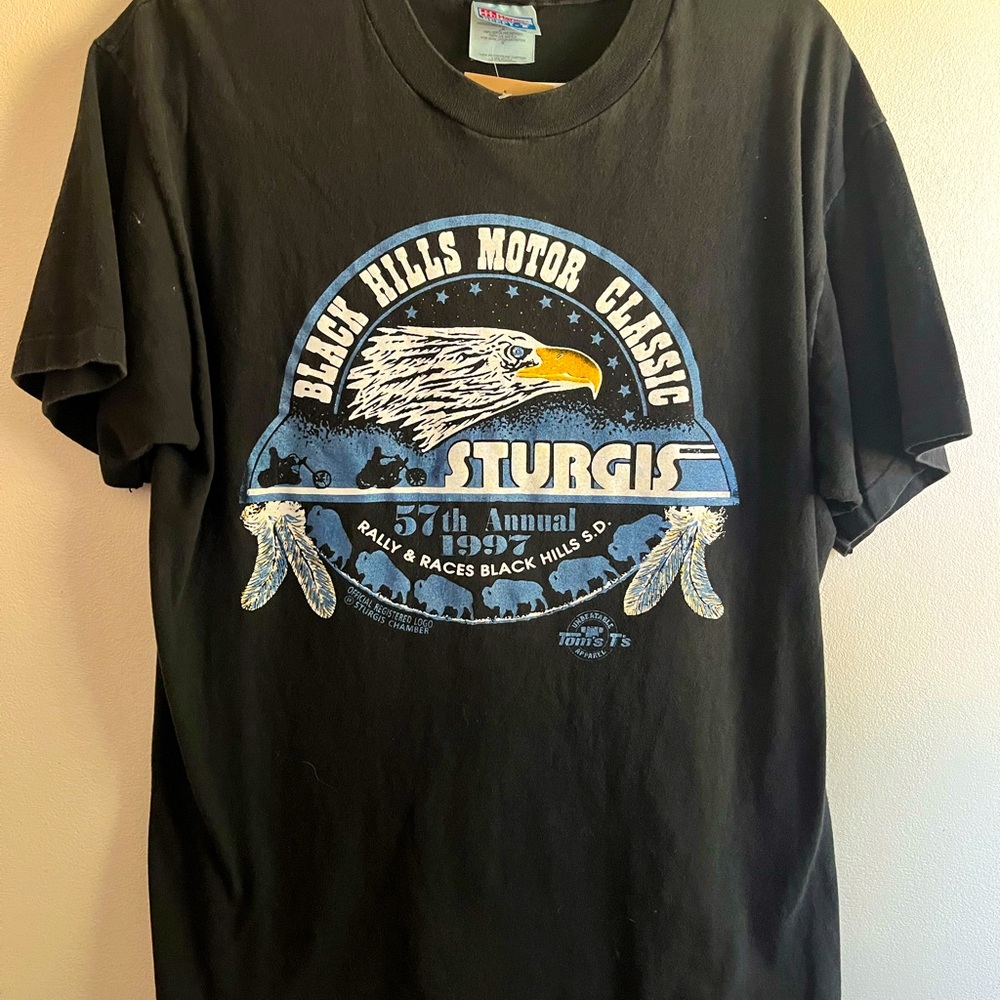 Vintage 1997 Sturgis Motorcycle Rally Size L Single Stitch Graphic Print Tee